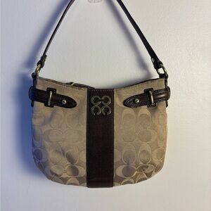 Coach Collette Signature GOLD Canvas Leather Small Handbag (Mini)